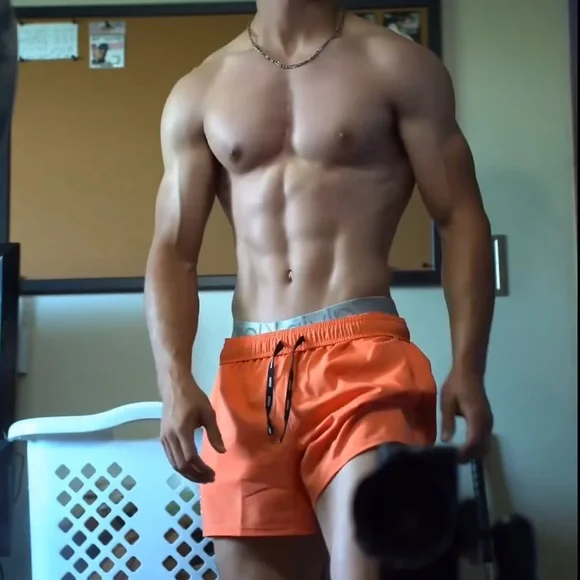 GYMSHARK MEN WORKOUT BODYBUILDING BODYBUILDER GYM SHORTS WORKOUT ORANGE ATHLETE - Picture 5 of 16
